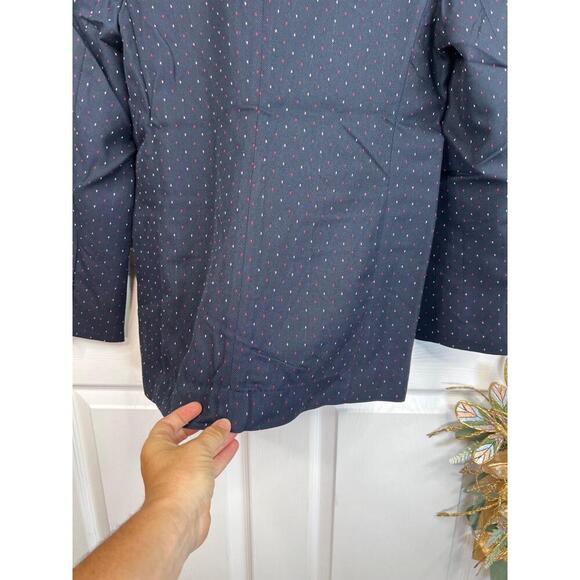 Catherine Malandrino Blue Boyfriend Blazer Sz MP Navy Stitching 3/4 Sleeve - Picture 6 of 8